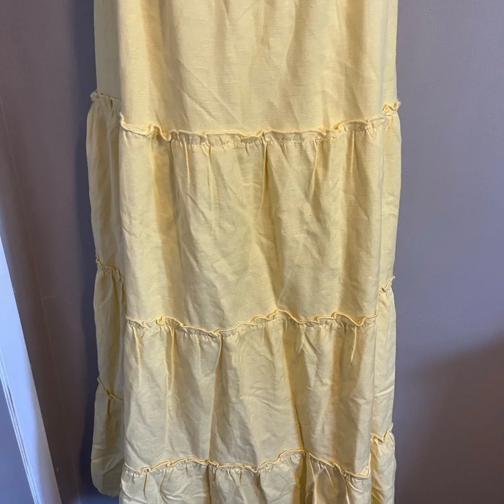 Yellow Ruffled Sleeveless tiered maxi Dress size large Cottagecore - Picture 4 of 7